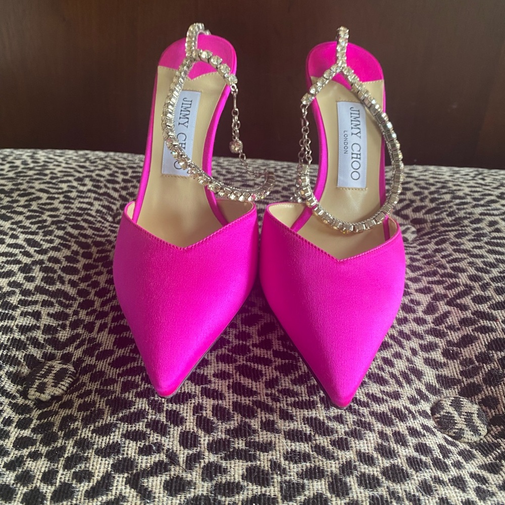 Jimmy Choo Saeda 100 fuscia heels 38 - Picture 6 of 11